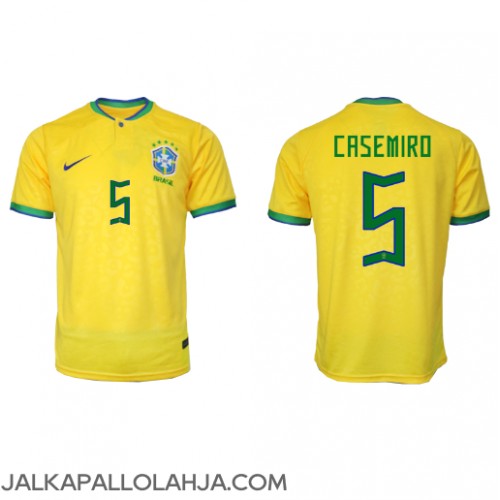 Brasilia Casemiro #5 Kopio Koti Pelipaita MM-kisat 2022 Lyhyet Hihat